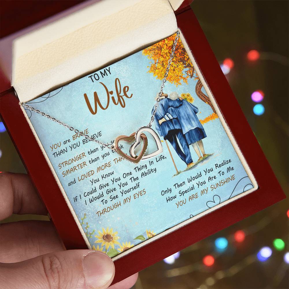 To My Wife Interlocking Hearts Necklace Message Card