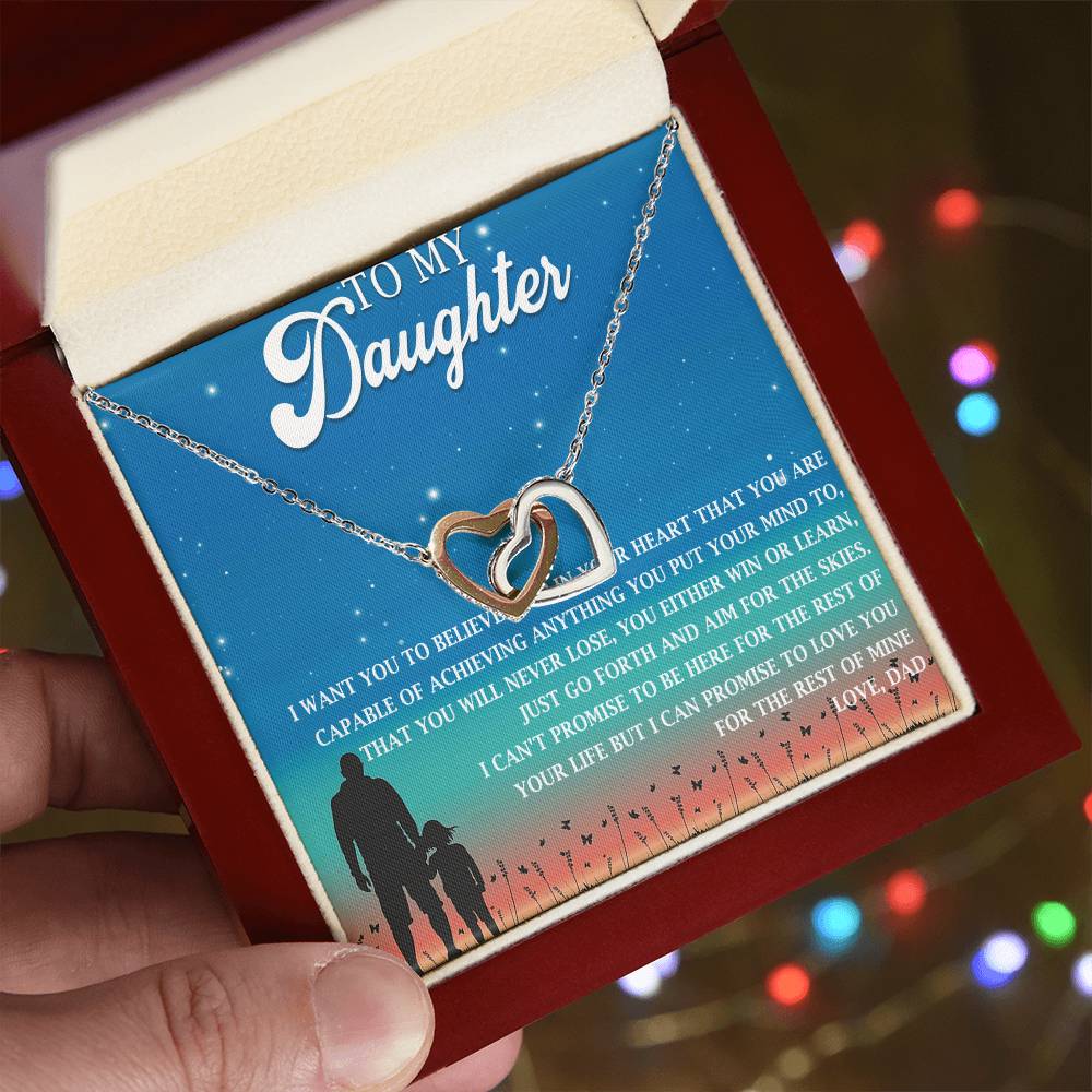 To My Daughter Interlocking Hearts Necklace Message Card