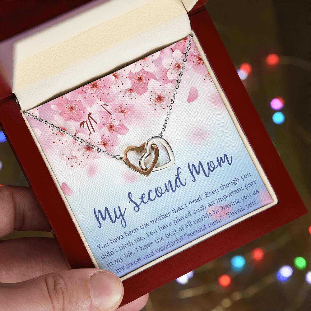To My Second Mom Gifts Interlocking Hearts Necklace Gift For Mother In Law Stepmother Gifts For Unbiological Mom Gifts For Godmother Gifts For Her