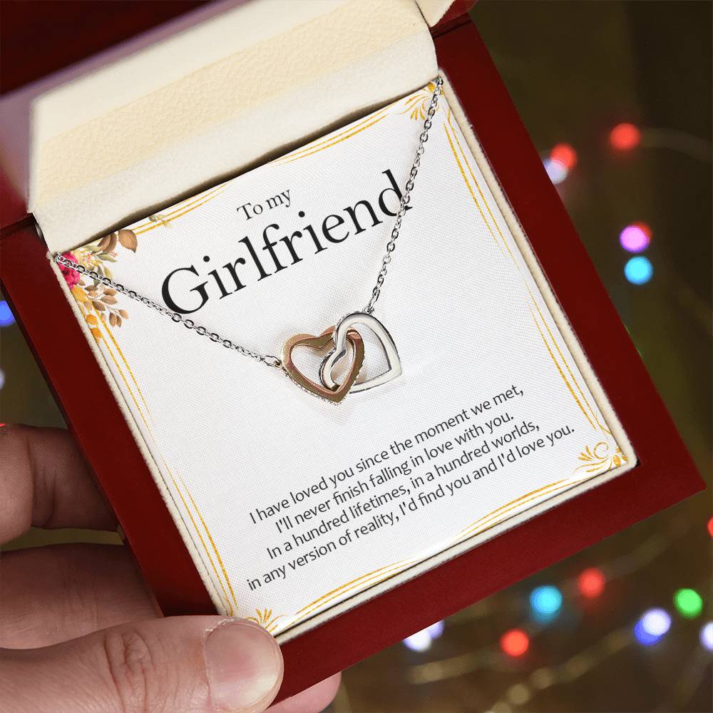 To My Girlfriend - Love Card And Necklace S005 Interlocking Hearts Necklace