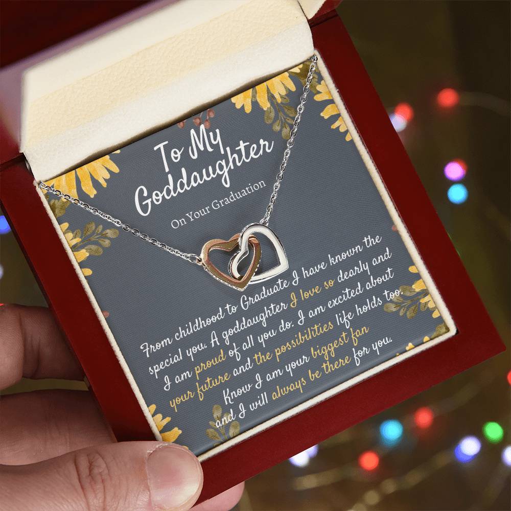 Goddaughter Graduation Gift Interlocking Necklace Meaningful Goddaughter Gift Gift From Godmother Unique Gift For Goddaughter Graduation Interlocking Hearts Necklace
