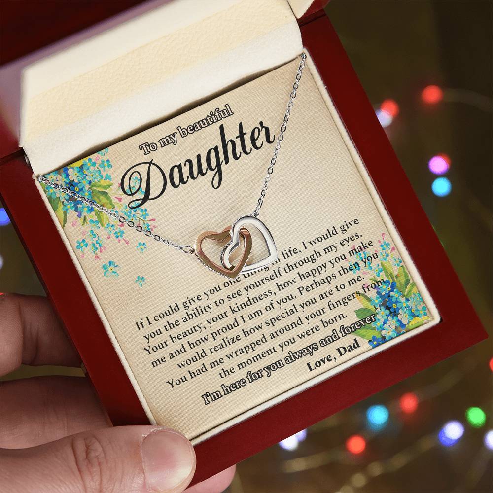 I'M Here For You Always And Forever - Best Gift For Daughter Interlocking Hearts Necklace