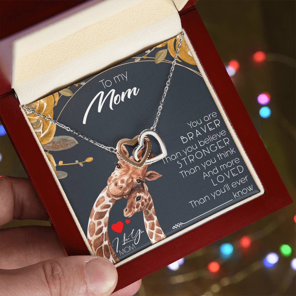 To My Mom Interlocking Hearts Necklace Message Card