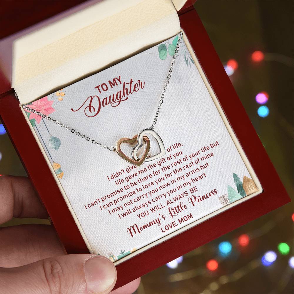To My Daughter Interlocking Hearts Necklace Message Card
