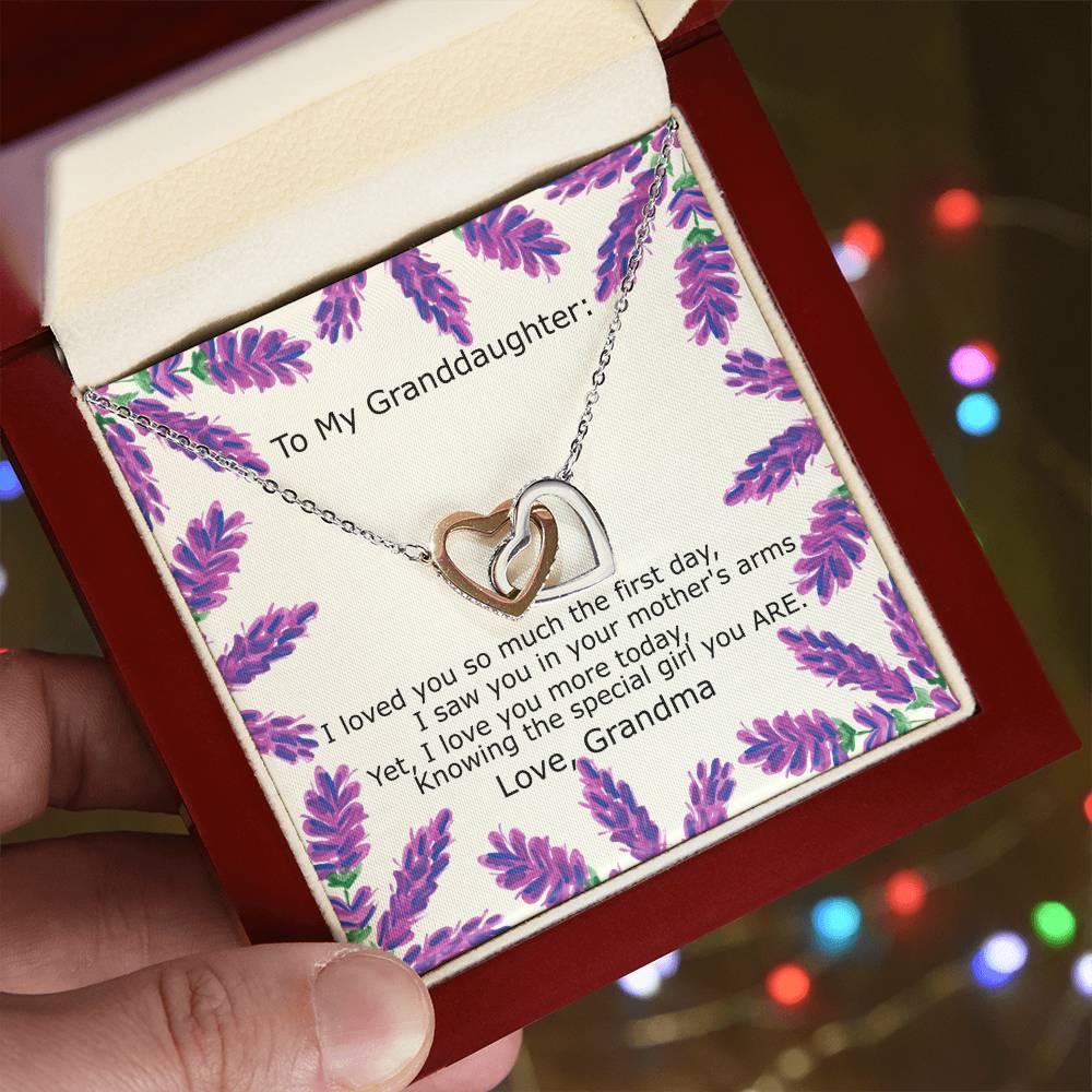 To My Granddaughter - Special Girl You Are Necklace Interlocking Hearts Necklace