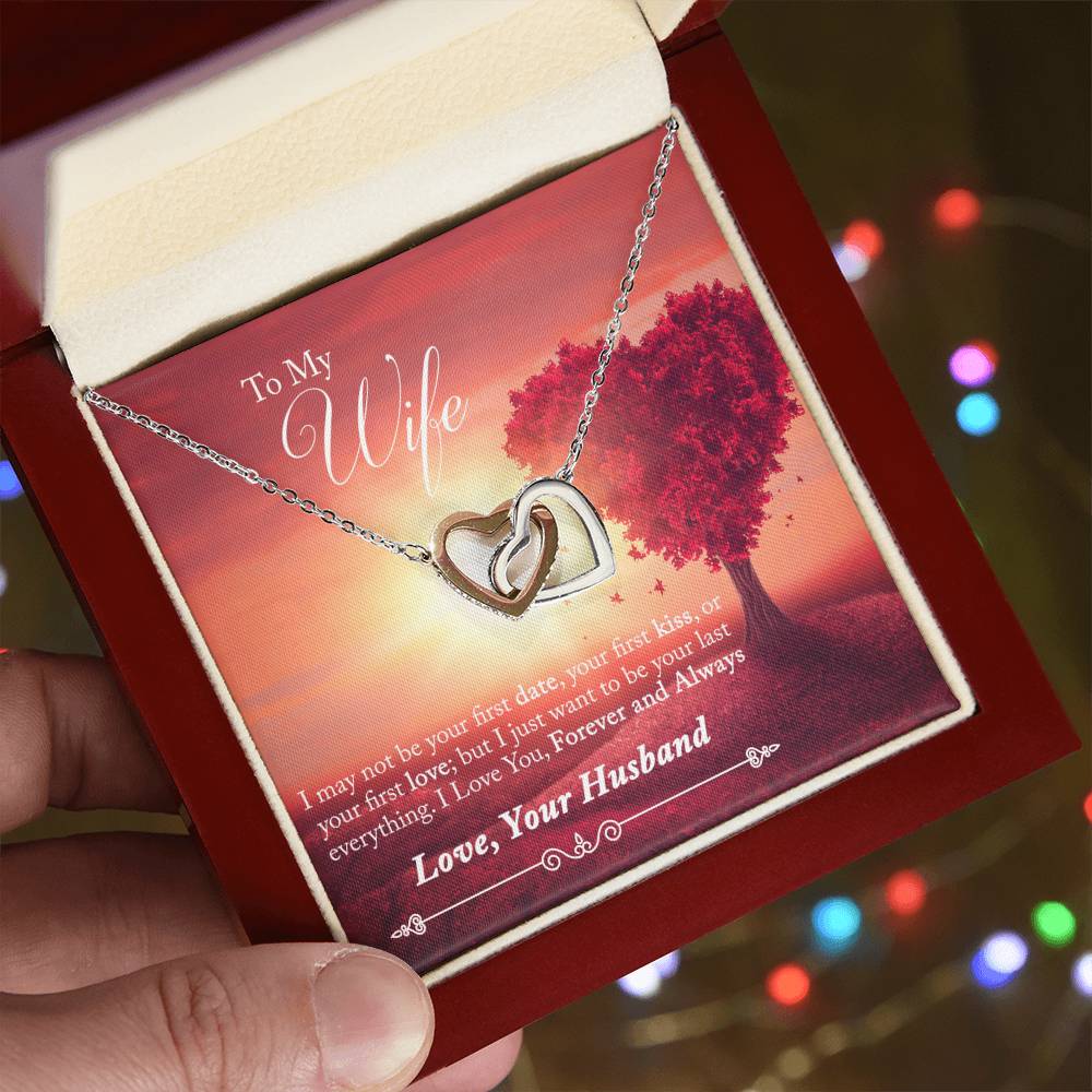 To My Wife - I Love You Forever And Always Interlocking Hearts Necklace