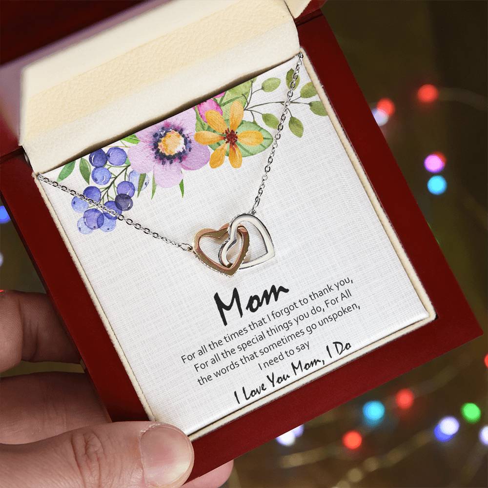 Love You Mom Hearts Interlocking Hearts Necklace