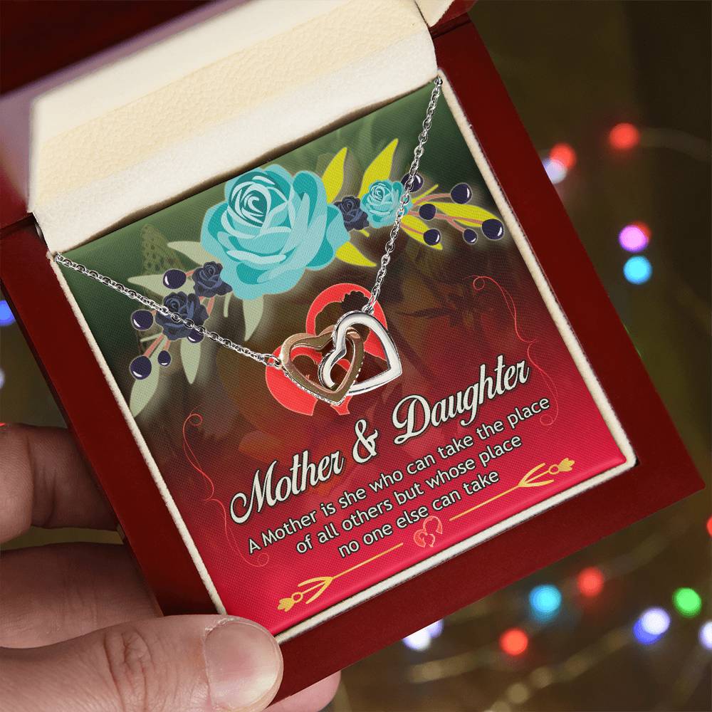 Mother'S Day Necklace With Message Card - A Mother Is She Who Can Take The Place Of All Others But Whose Place No One Else Can Take Interlocking Hearts Necklace