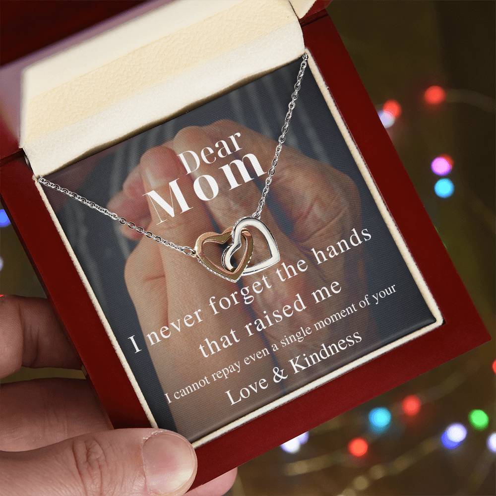 I Never Forget The Hands That Raised Me - Interlocking Necklace Interlocking Hearts Necklace
