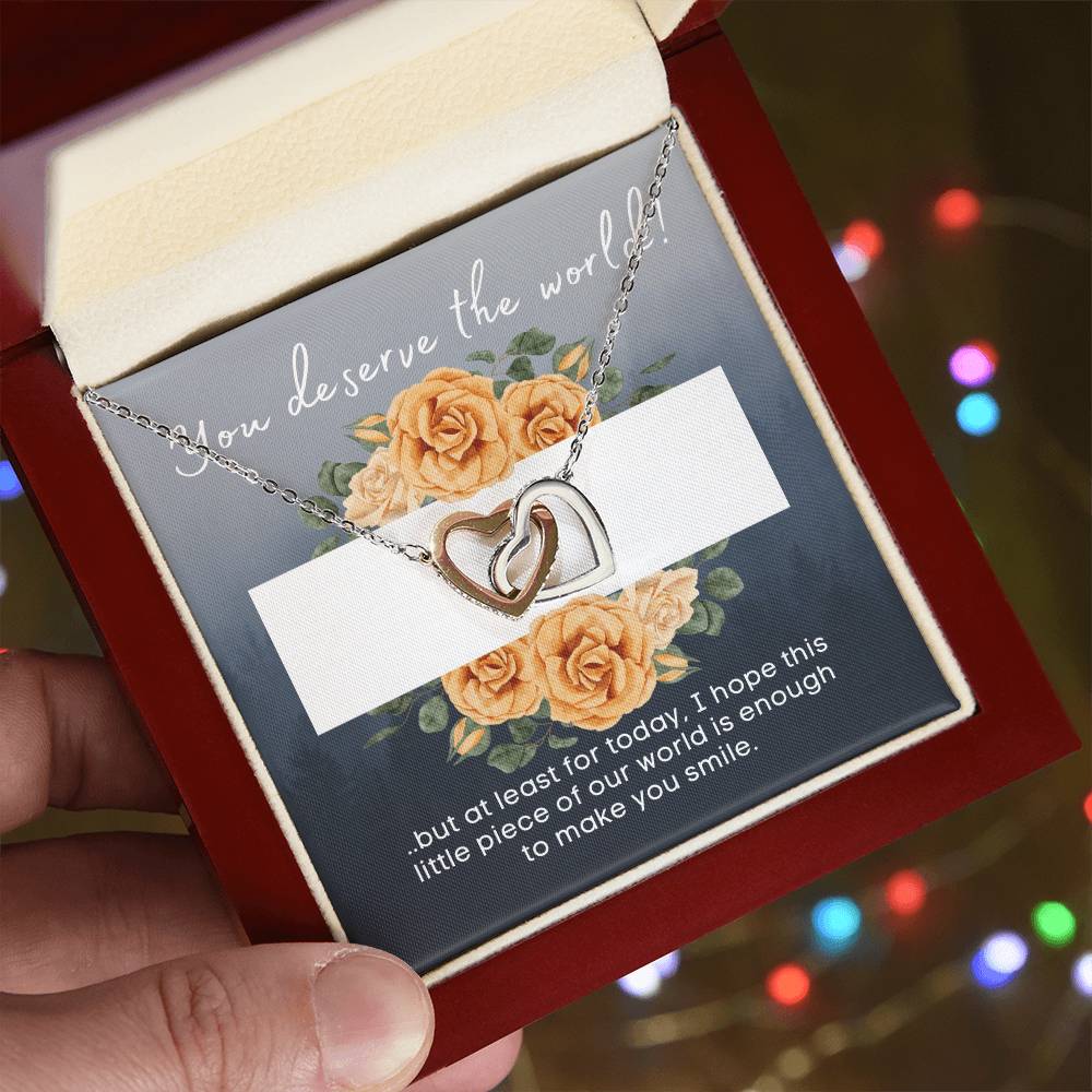 My World - Stainless Steelrose Gold Interlocked Hearts Necklace And Card Interlocking Hearts Necklace