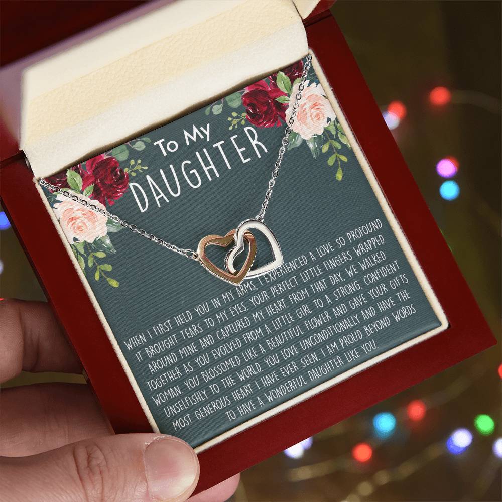 To My Daughter Necklace Gift For Daughter From Mom Sentimental Gift For Birthday Graduation Anniversary Interlocking Hearts Necklace