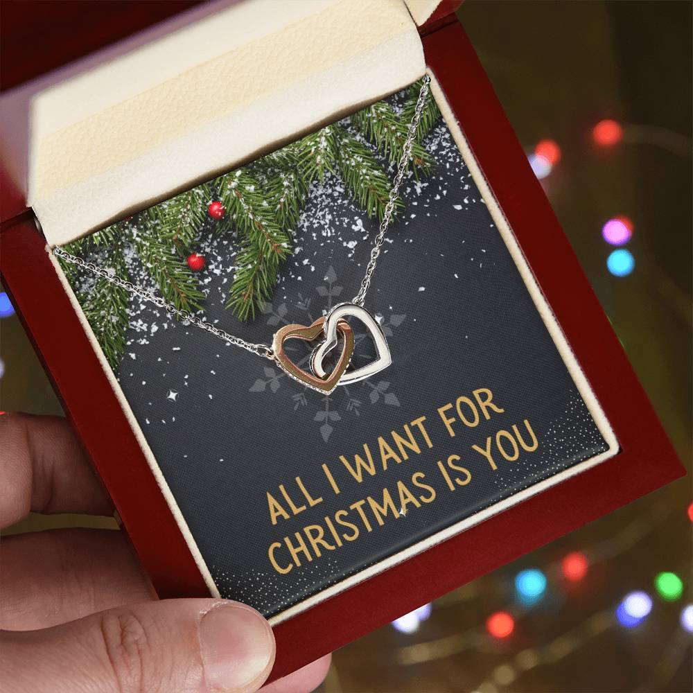 All I Want For Christmas - Heart Necklace Interlocking Hearts Necklace