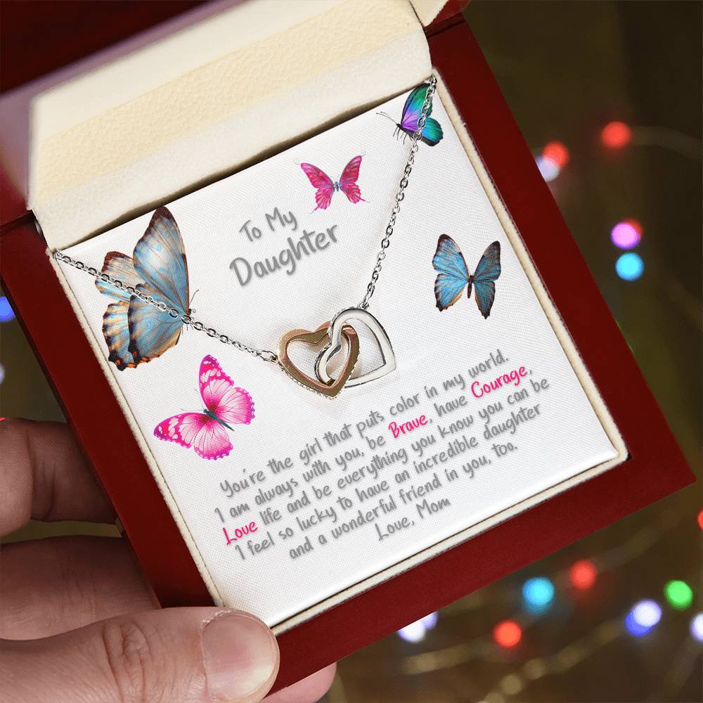 Daughter Butterfly - Hearts Necklace Interlocking Hearts Necklace