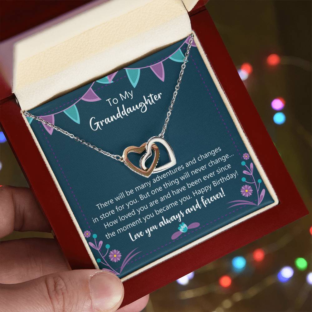 Happy Birthday My Granddaughter Interlocking Hearts Necklace