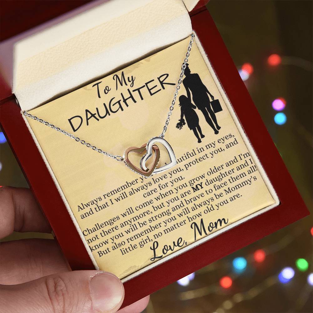 To My Beautiful Daughter - Interlocking Hearts Necklace