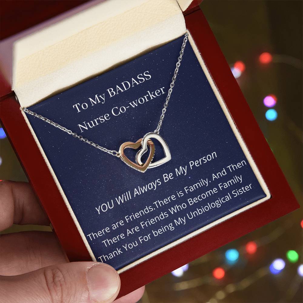My Badass Co-Worker Nurse Week Special Interlocking Hearts Necklace