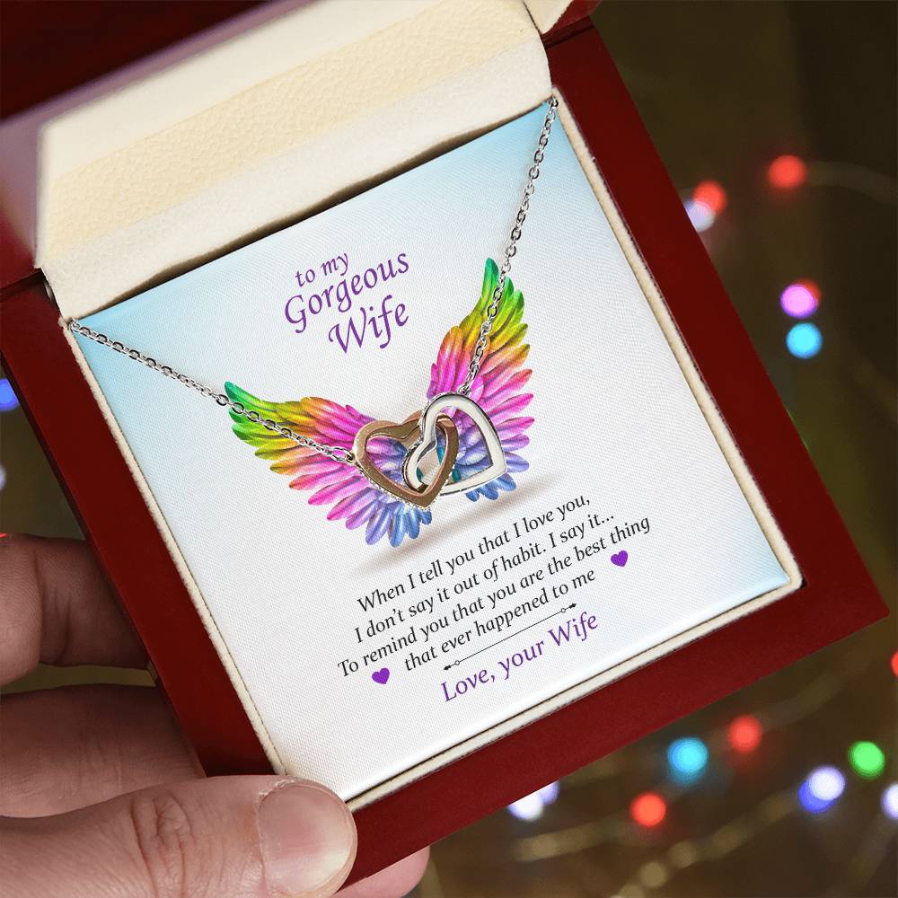 To My Gorgeous Wife ~Pride~ Interlocking Hearts Necklace