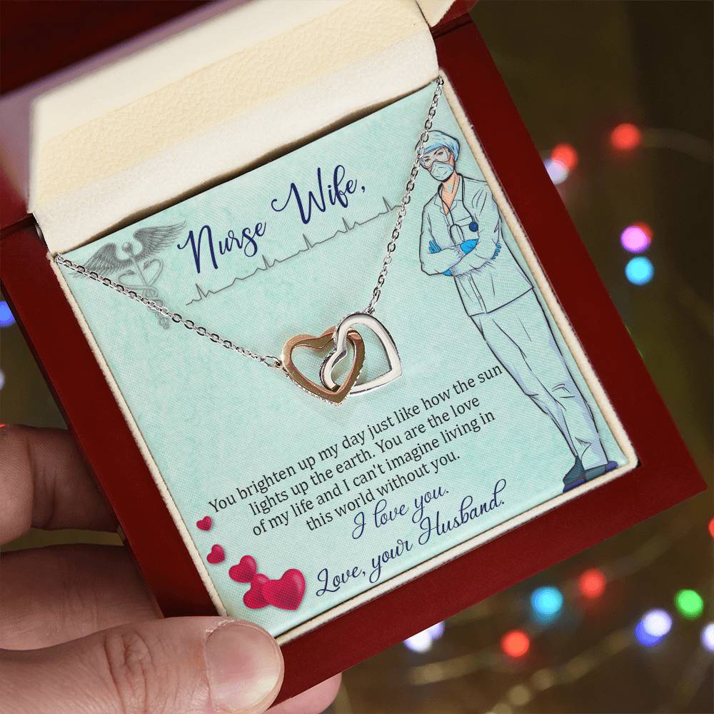 Nurse Wife - You Brighten Up My Day - Interlocking Hearts Necklace