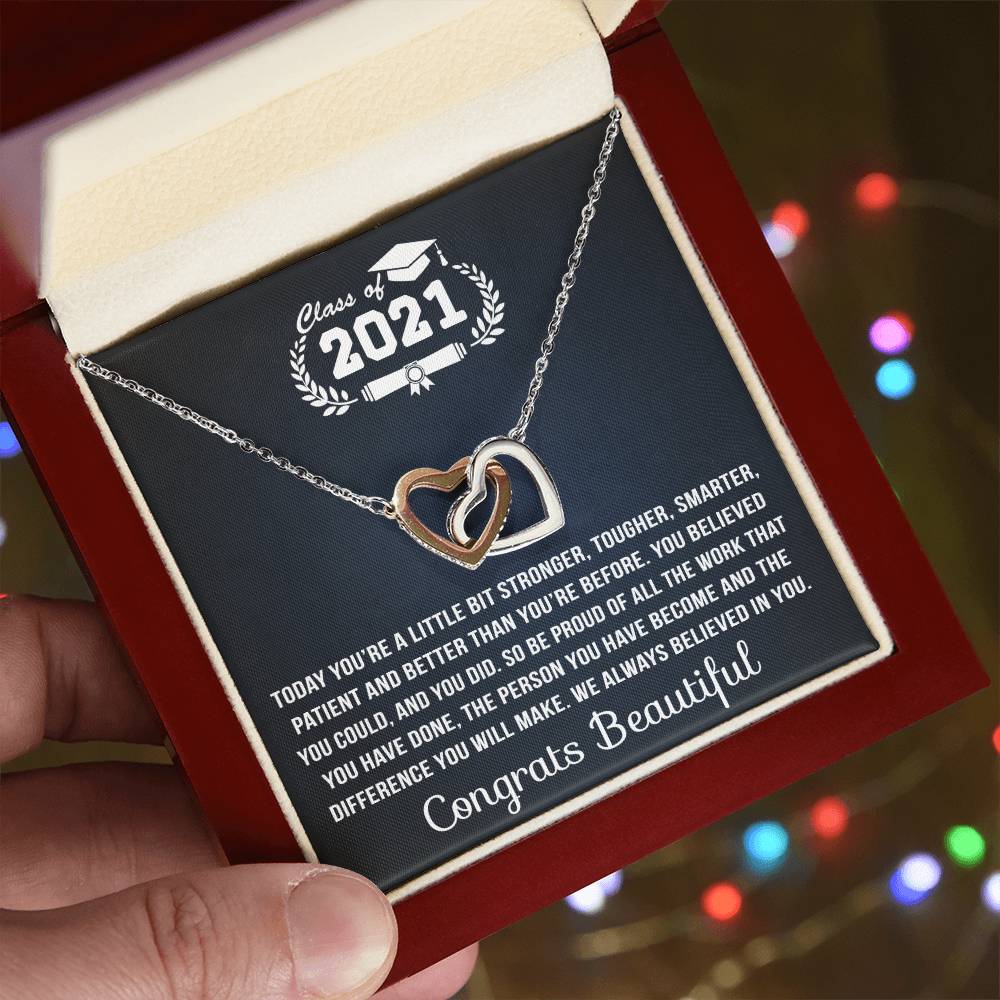 You Are Stronger Interlocking Hearts Necklace