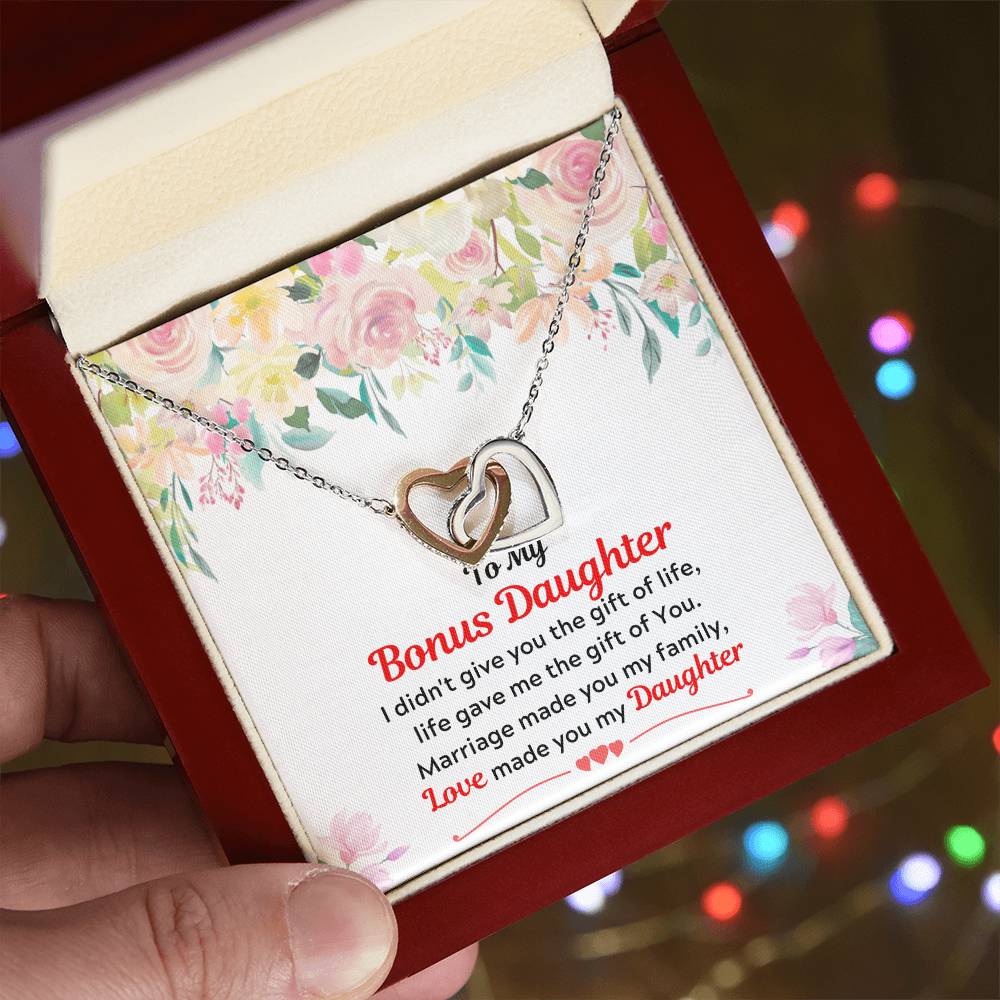 To My Bonus Daughter Interlocking Hearts Necklace