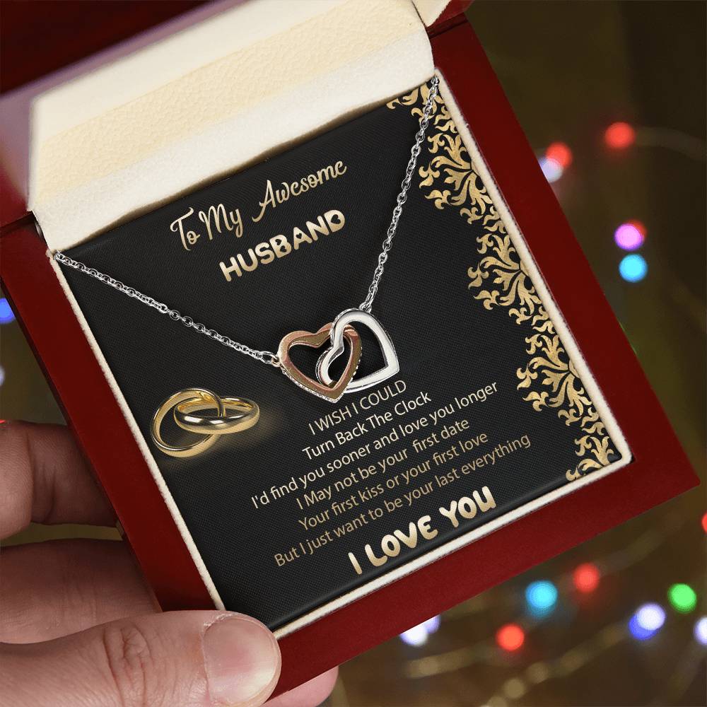 To My Awesome Husband Interlocked Hearts Necklace Interlocking Hearts Necklace