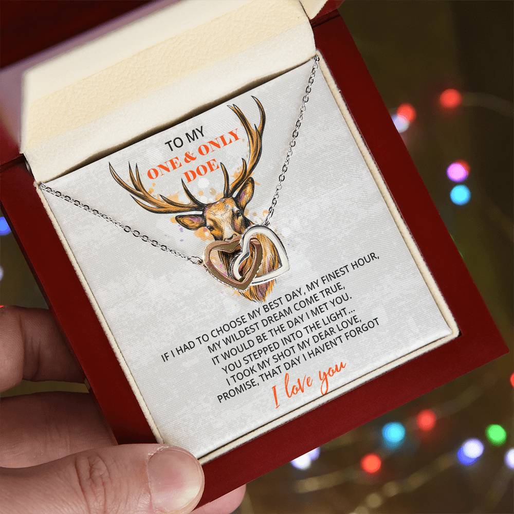 To My Trophy Doe Necklace For Wife Hunting Gift Wife From Husband Gift From Hunter Anniversary Gift For Her Birthday Gift Hunter Wife Interlocking Hearts Necklace