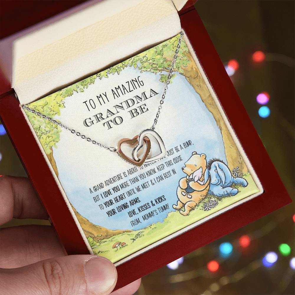 Grandma - A Grand Adventure Is About To Happen Interlocking Hearts Necklace