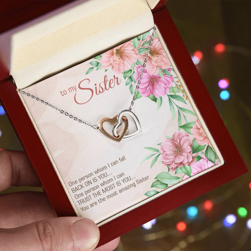 To My Sister Interlocking Hearts Necklace