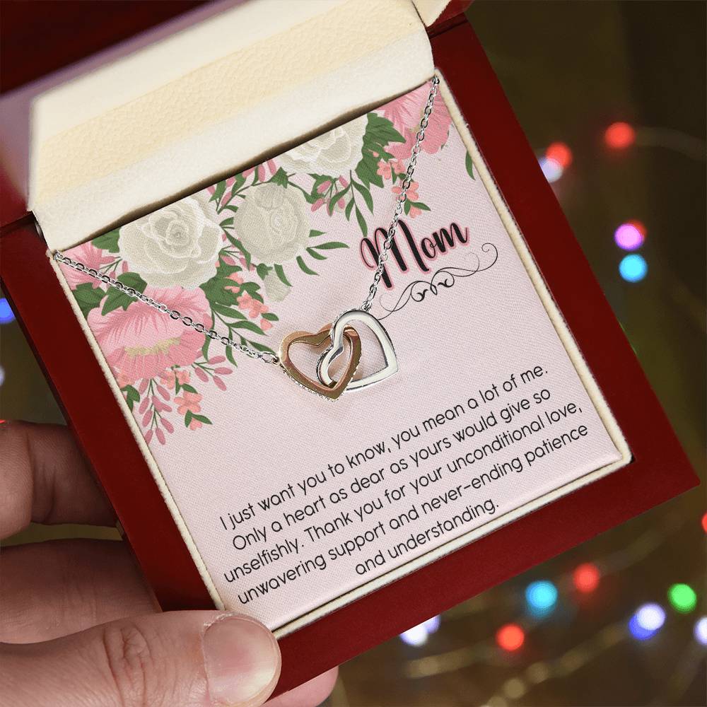 Mom Interlocking Hearts Necklace Message Card