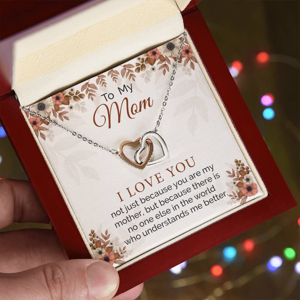 Gifts For Mom From Daughter Interlocking Hearts Necklace