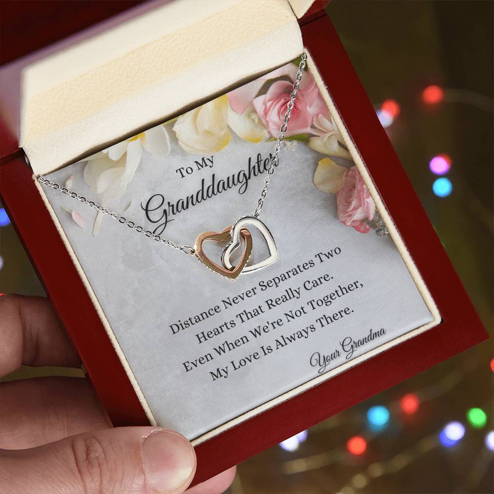 To My Granddaughter Interlocking Hearts Necklace