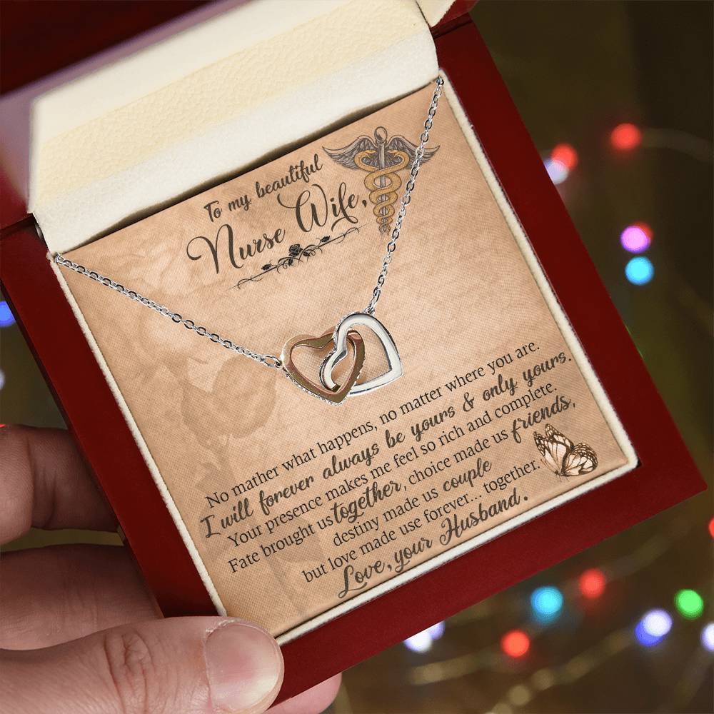 Nurse Wife Interlocking Hearts Necklace