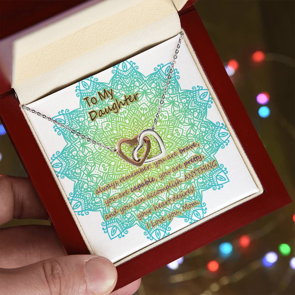 To My Daughter From Mom Two Interlocked Hearts Necklace Interlocking Hearts Necklace
