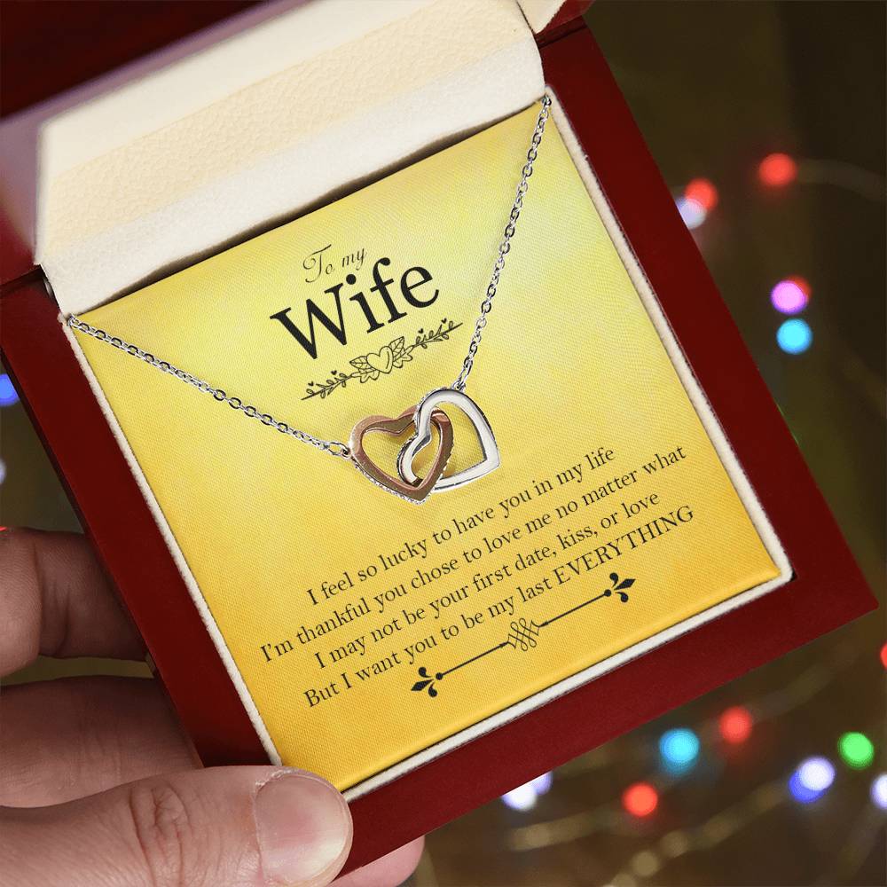 To My Wife - Love Card And Necklace Interlocking Hearts A Interlocking Hearts Necklace