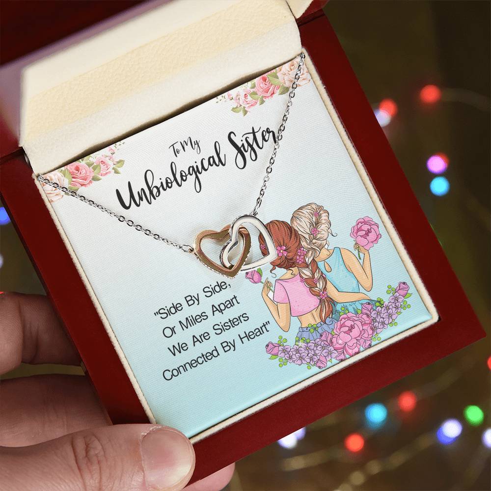 Unbiological Sister- Soul Sisters Necklace Bff Necklace Best Friend Gift Jewelry Interlocking Hearts Necklace