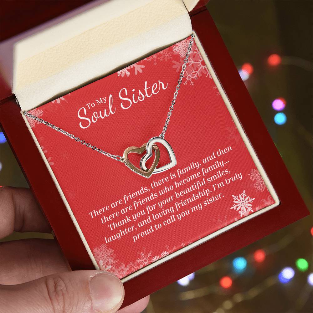 There Are Friends Who Become Family - Interlocking Hearts Necklace For Soul Sister