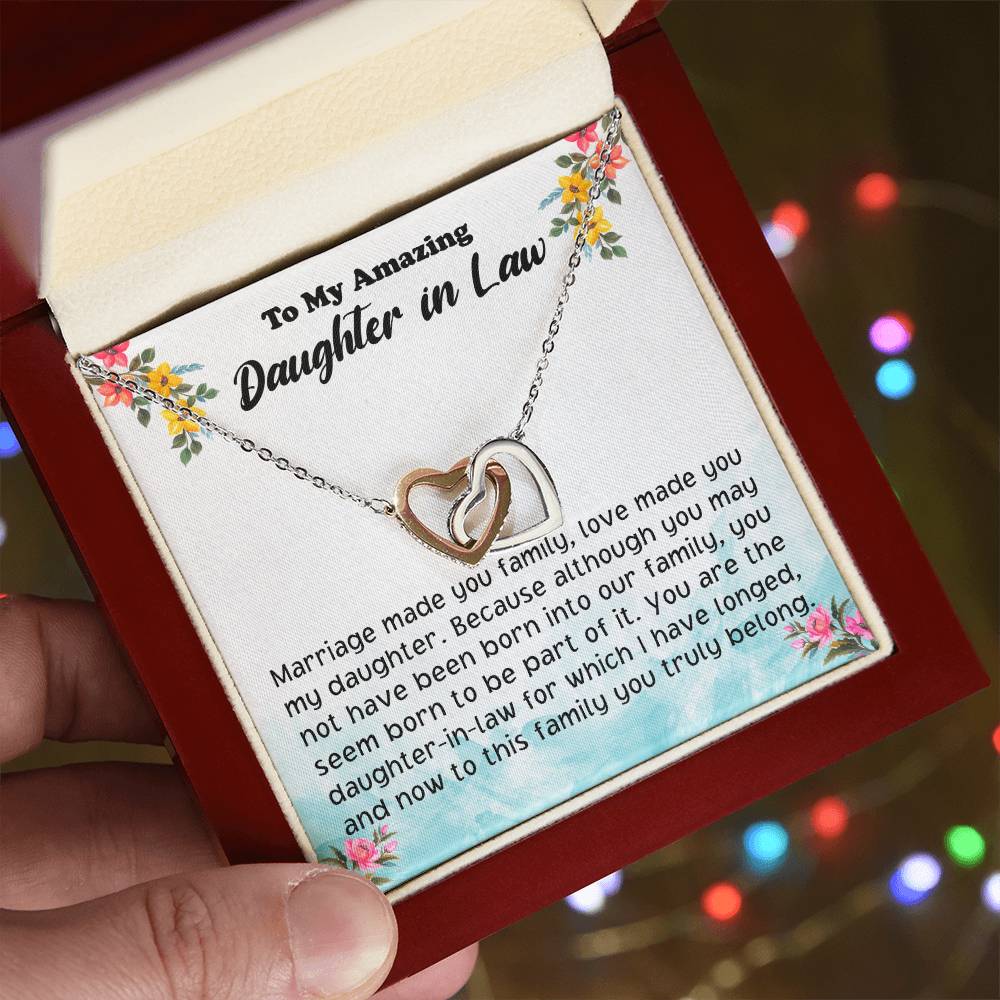 Daughter In Law Gift From Mother In Law To Bride Wedding Gift For Daughter-In-Law On Wedding Day Gift For Bride Interlocking Hearts Necklace