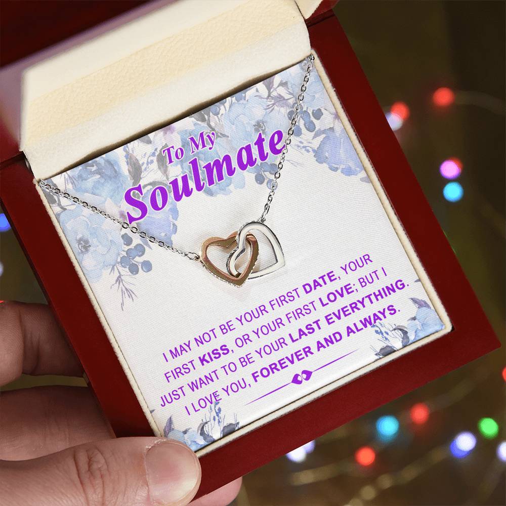 To My Soulmate Last Everything - Interlocked Interlocking Hearts Necklace