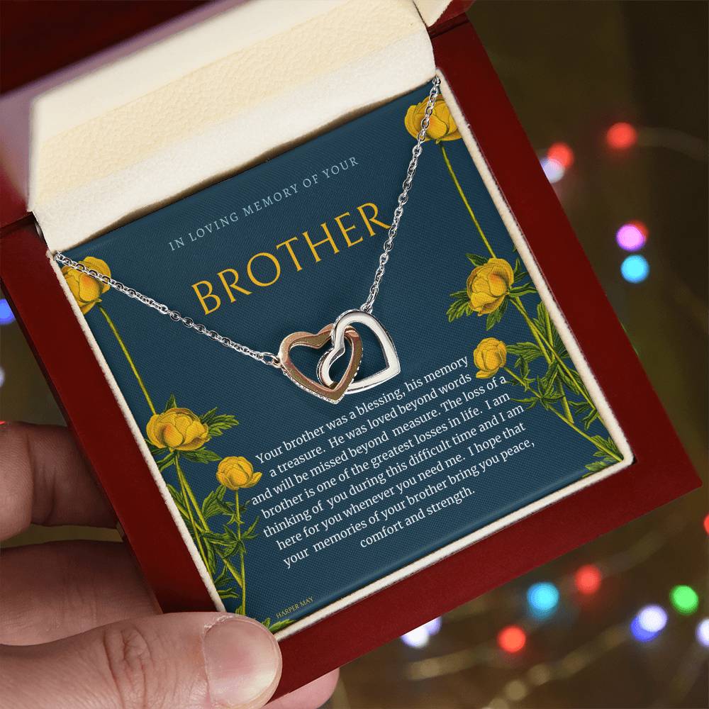 Brother Loss Interlocking Hearts Necklace