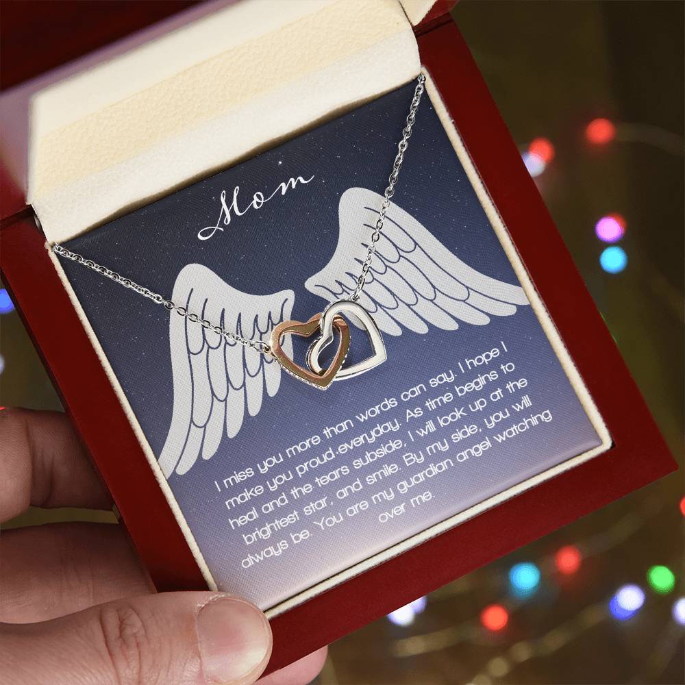 Guardian Angel - Mom Interlocking Hearts Necklace