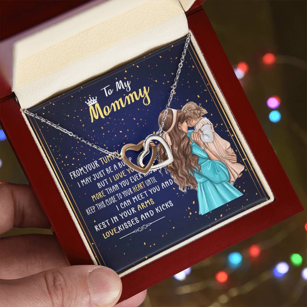 To My Mommy From Your Tummy Interlocking Hearts Necklace