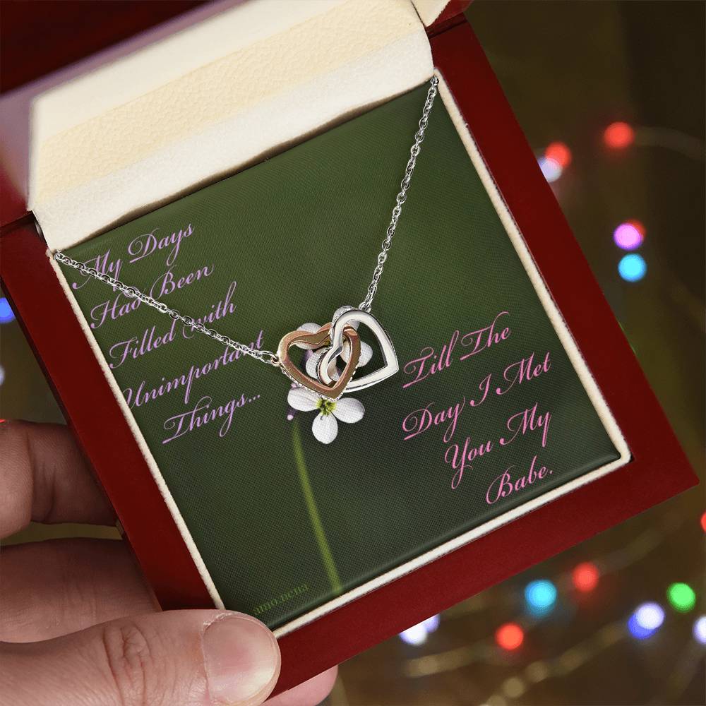 The Day I Met You My Babe Interlocking Hearts Necklace