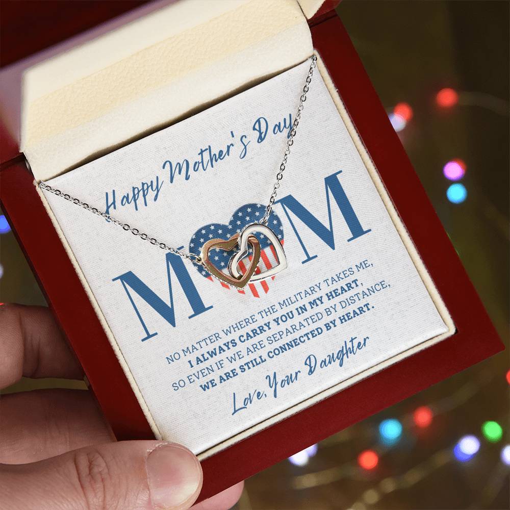 Military Daughter Carry You In My Heart Mother'S Day Necklace ???? Interlocking Hearts Necklace
