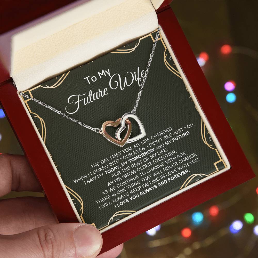 To My Future Wife - Luxurious Necklace Interlocking Hearts Necklace