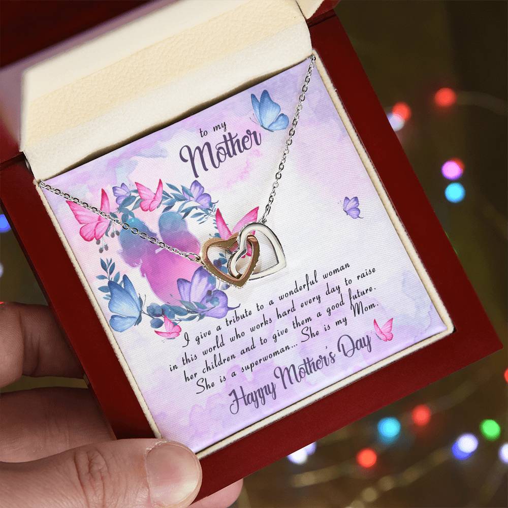 Mothers Day Gift - Mothers Day Gift From Daughter - Gift For Mom Mother'S Day Necklace With Card - Mothers Day Jewelry Mothers Day Card Interlocking Hearts Necklace