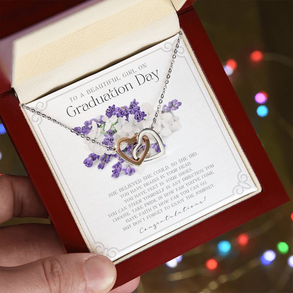 Graduation Gift Necklace For Daughter College Graduation Gift For Her High School Senior Graduation Mba Phd Master Class Of Interlocking Hearts Necklace