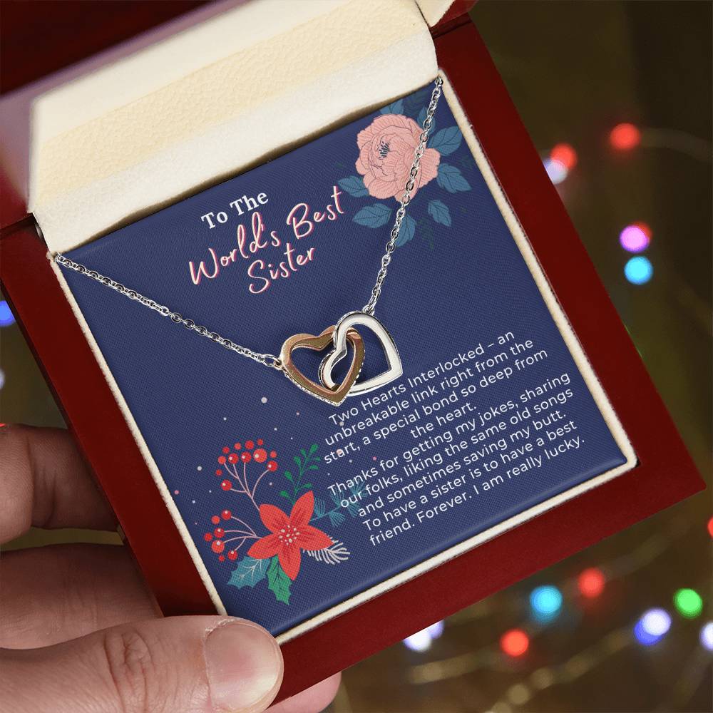 To Have A Sister Is To Have A Forever Best Friend Interlocking Hearts Necklace