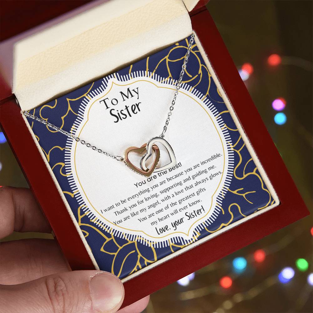 To My Sister Interlocking Hearts Necklace