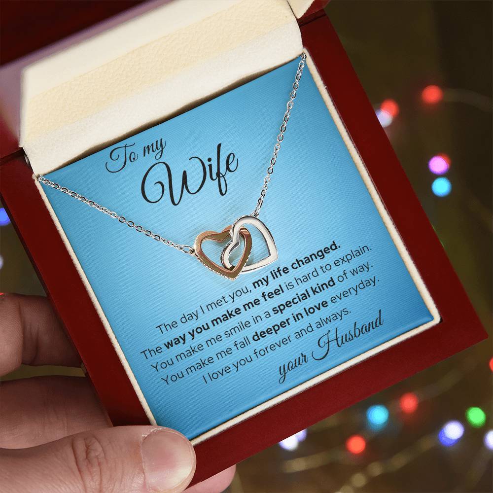 My Life Changed - Wife Necklace Interlocking Hearts Necklace