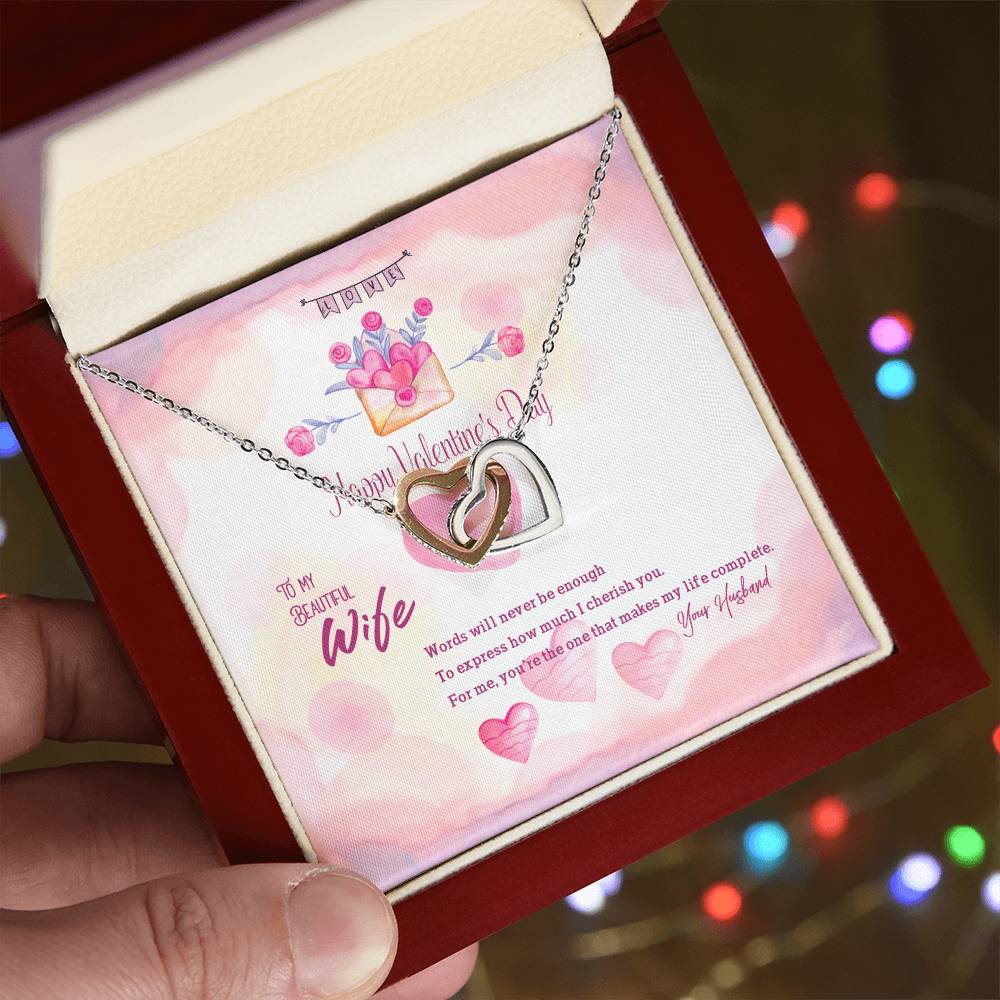 Interlocking Hearts To Beautiful Wife - D2 Interlocking Hearts Necklace
